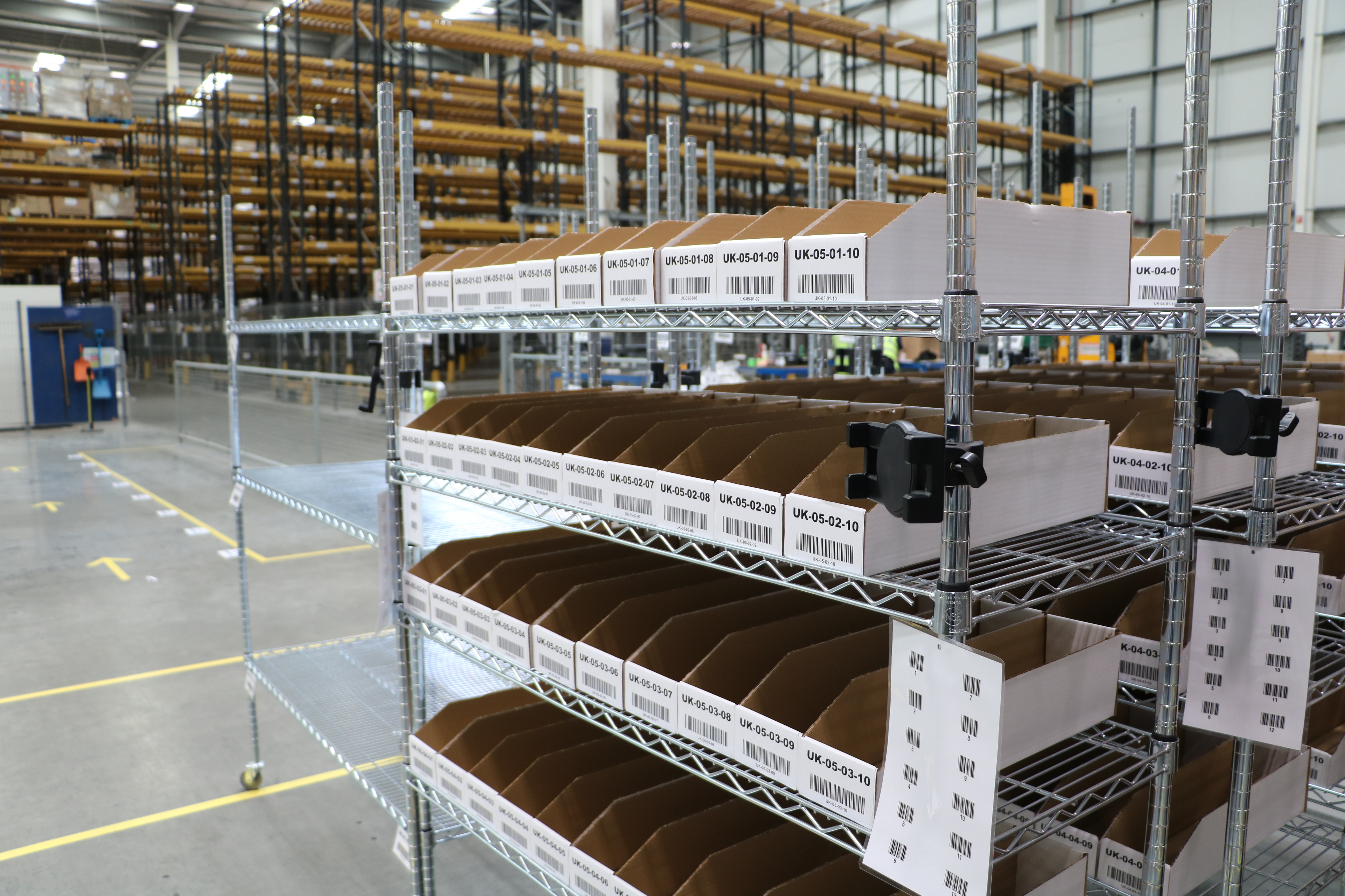 Beauty product fulfilment pick and pack area at Launch Fulfilment UK bonded warehouse