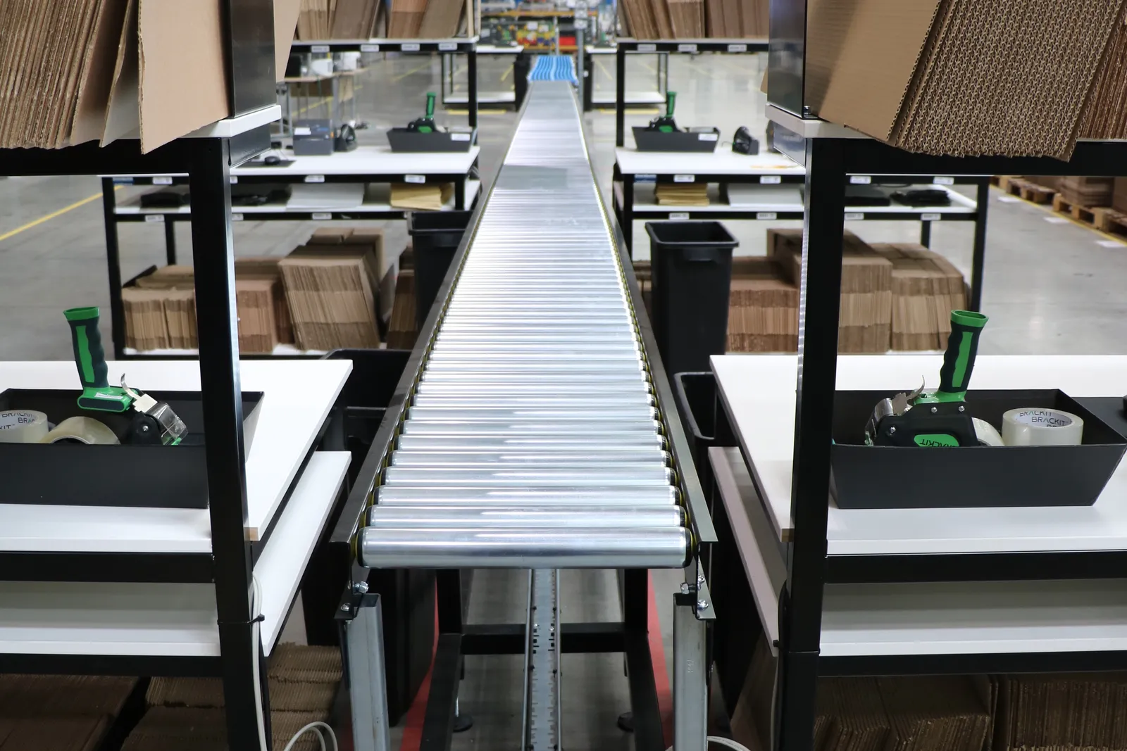 Ecommerce fulfilment conveyor belt system at Launch Fulfilment UK warehouse in Seaham